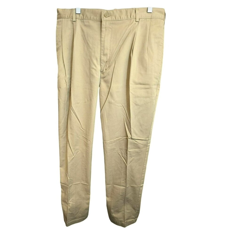 Lands End Mens Classic Fit Khaki Chino Pants Size 36 x 30 Pleated Front CM2103